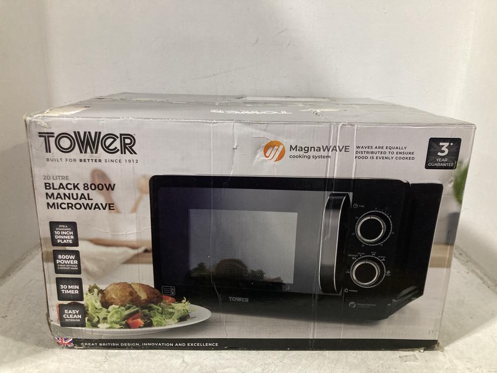 Lot 717  
            Chesterfield SR47 - Parcel Delivery Only 

                
TOWER BLACK 800W MANUAL MICROWAVE. (LOCATION: G9)
