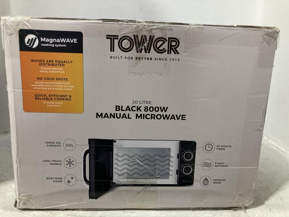 Lot 717  
            Chesterfield SR47 - Parcel Delivery Only 

                
TOWER BLACK 800W MANUAL MICROWAVE. (LOCATION: G9) - Image 4