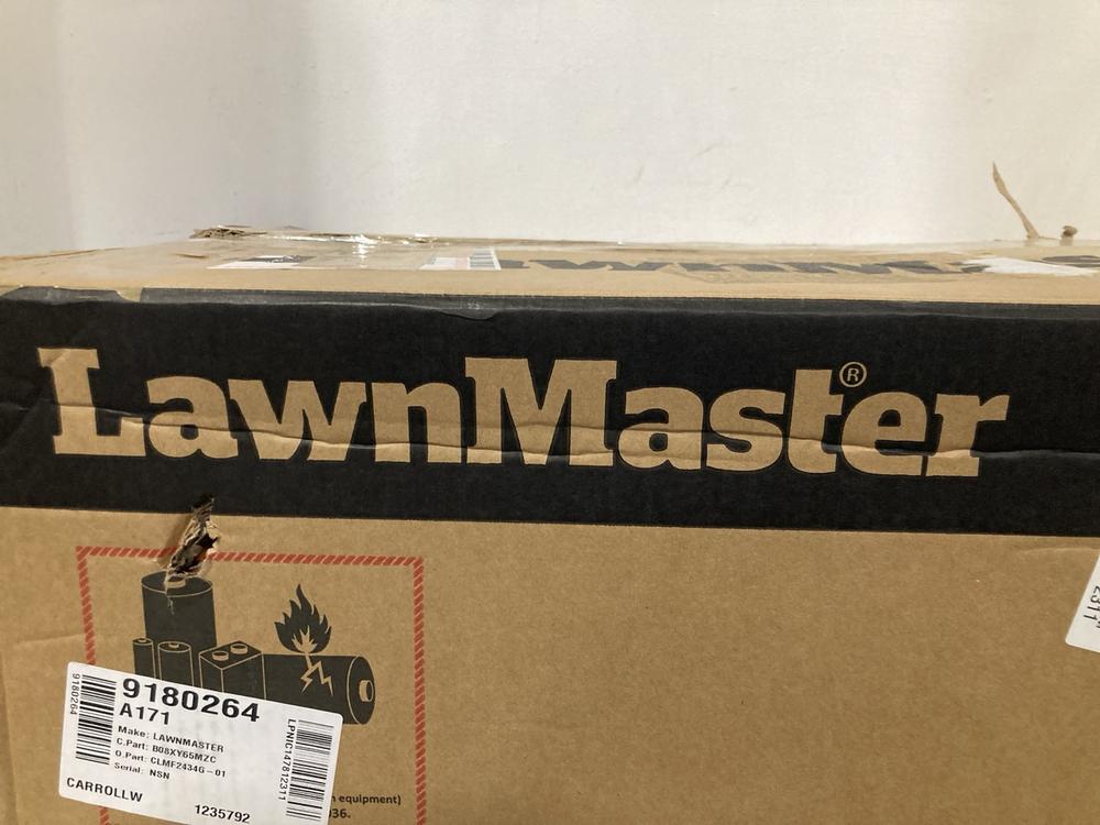 Lot 720  
            Chesterfield SR47 - Parcel Delivery Only 

                
LAWNMASTER 34CM 24V LITHIUM-ION CORDLESS MOWER. (LOCATION: G9) - Image 3