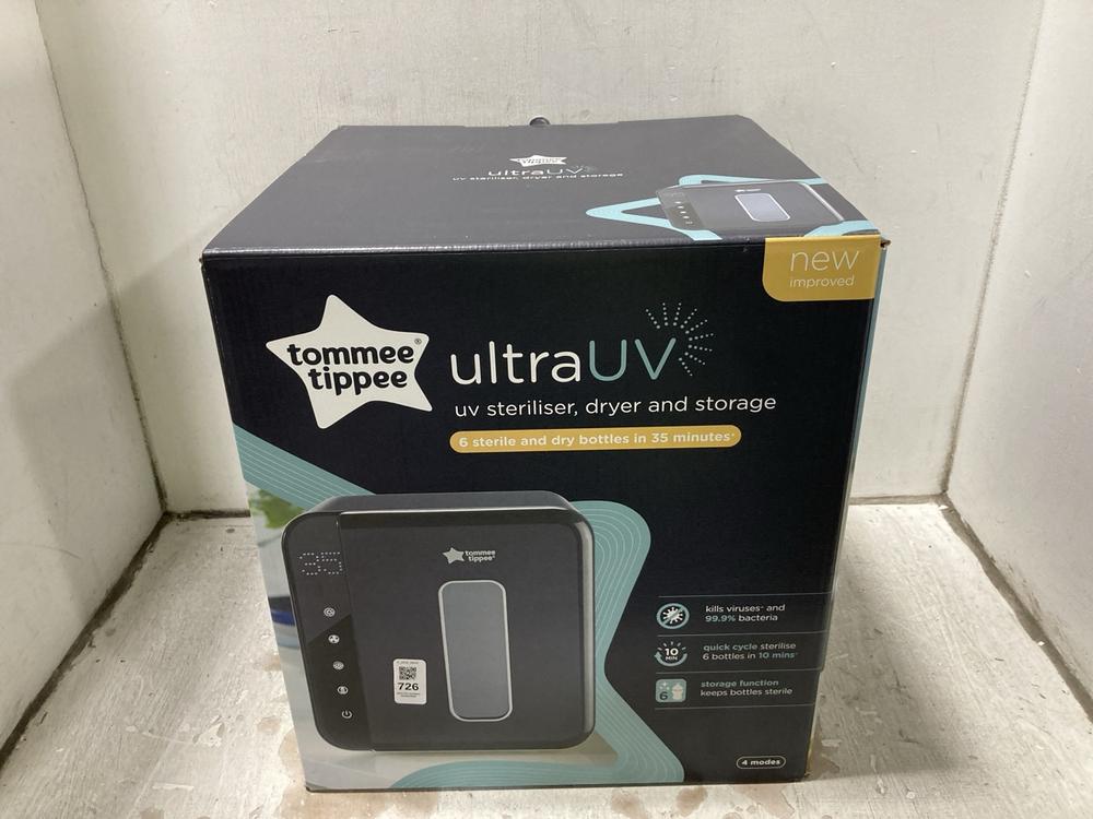 Lot 726  
            Chesterfield SR47 - Parcel Delivery Only 

                
TOMMEE TIPPEE ULTRA UV UV STERALISER ,DRYER AND STORAGE (LOCATION: G10)