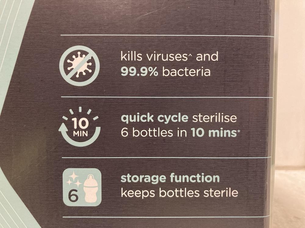 Lot 726  
            Chesterfield SR47 - Parcel Delivery Only 

                
TOMMEE TIPPEE ULTRA UV UV STERALISER ,DRYER AND STORAGE (LOCATION: G10) - Image 3