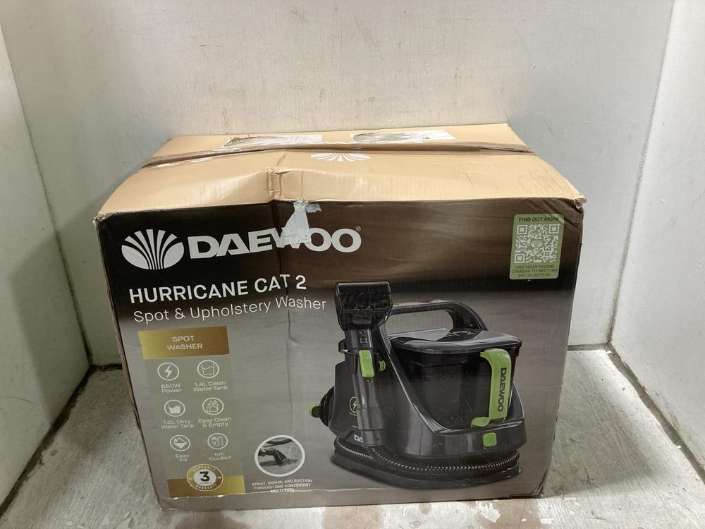 Lot 730  
            Chesterfield SR47 - Parcel Delivery Only 

                
DAEWOOD HURRICANE CAT 2 SPOT & UPHOLSTERY WASHER (LOCATION: G10)