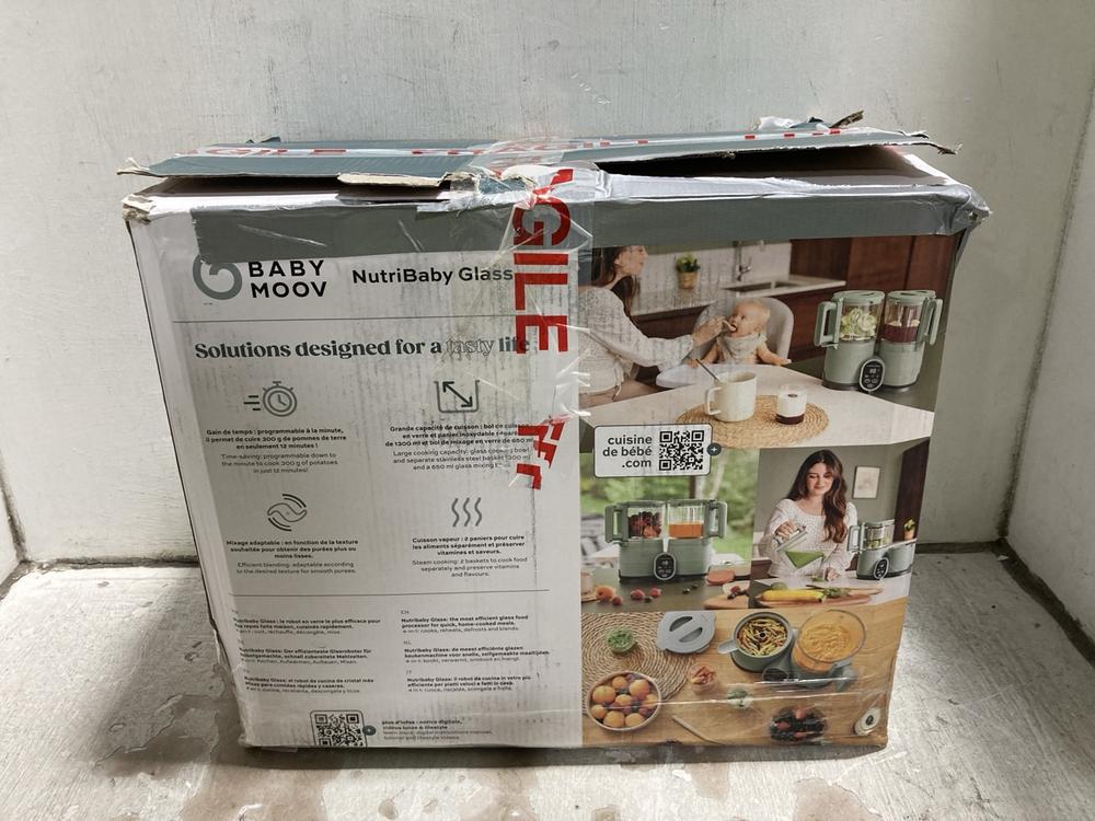 Lot 737  
            Chesterfield SR47 - Parcel Delivery Only 

                
BABYMOOV NUTRIBABY GLASS FOOD MAKER ORIGINAL RRP £175 (LOCATION: G10)