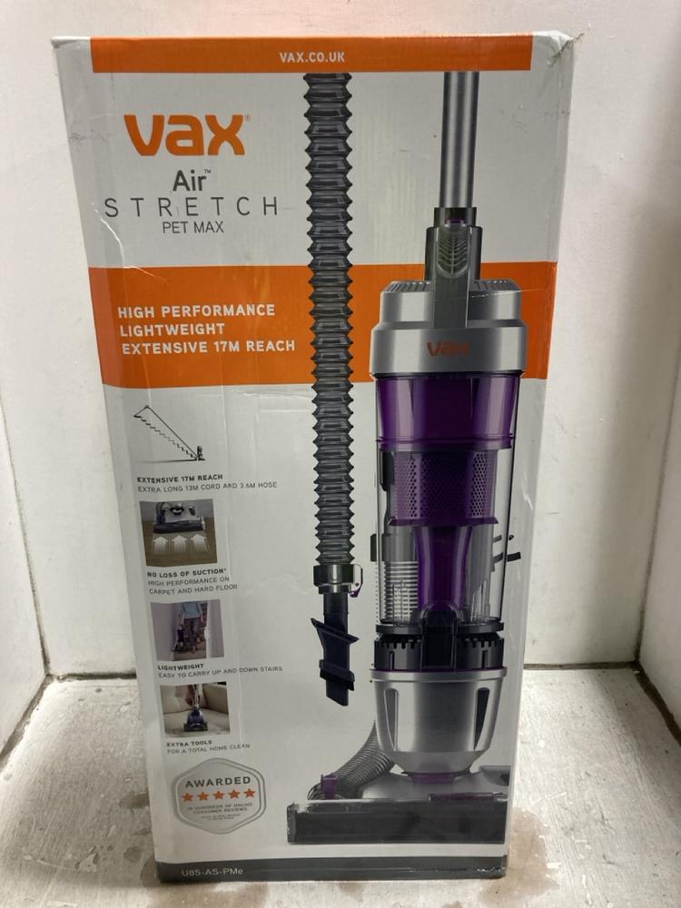 Lot 743  
            Chesterfield SR47 - Parcel Delivery Only 

                
VAX AIR STRETH PET MAX UPRIGHT VACUUM CLEANER (LOCATION: G10)
