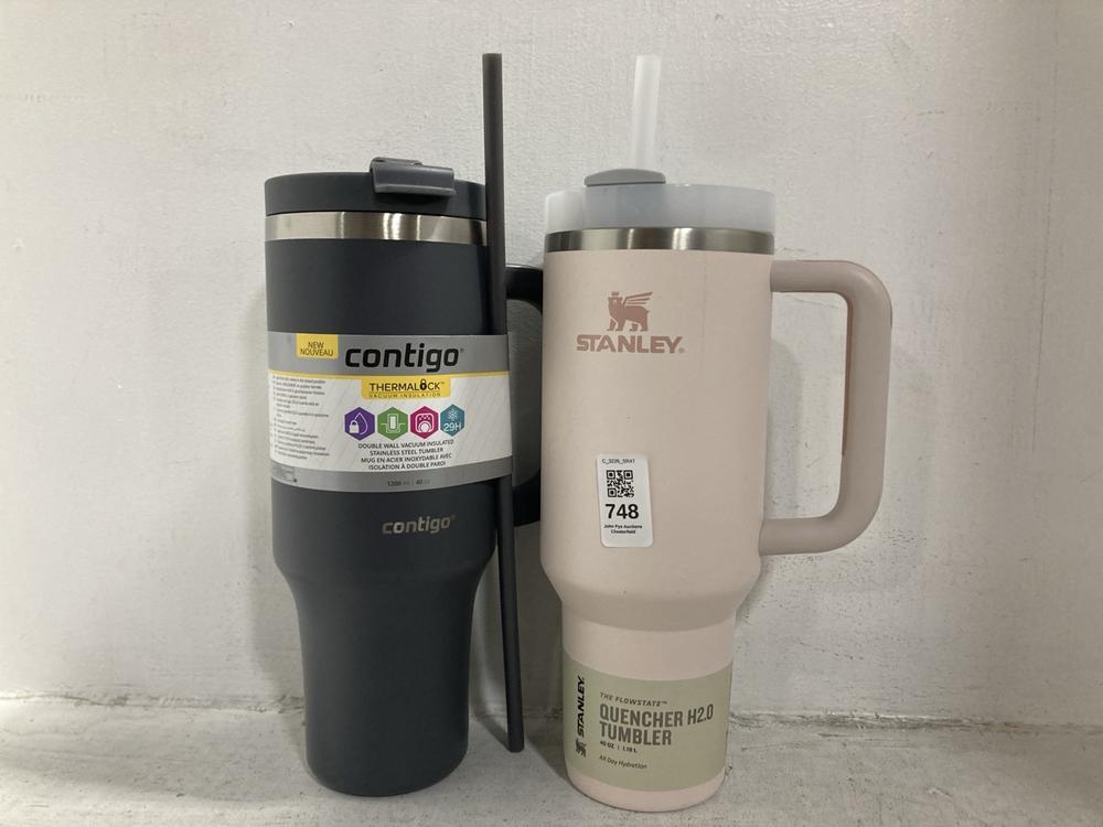 Lot 748  
            Chesterfield SR47 - Parcel Delivery Only 

                
STANLEY THE FLOWSTATE QUENCHER H2.0 TUMBLER IN PIBK TO INCLUDE CONTIGO DOUBLE WAL...