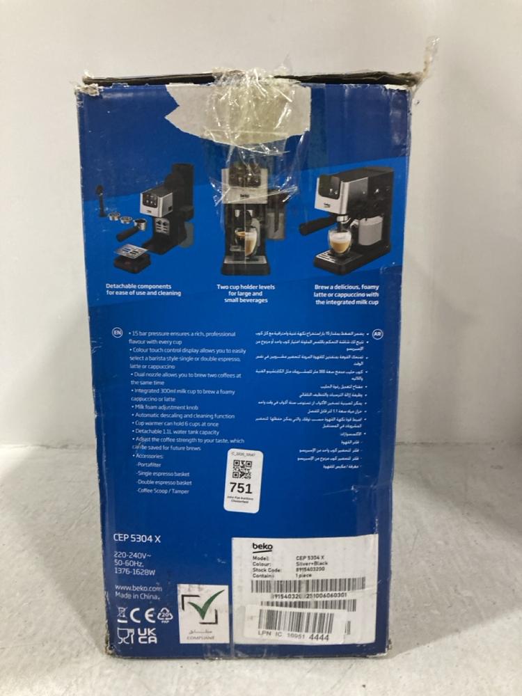 Lot 751  
            Chesterfield SR47 - Parcel Delivery Only 

                
BEKO SERIES CE4500 CAFFEE EXPERTO COFFEE MACHINE. (LOCATION: G11)