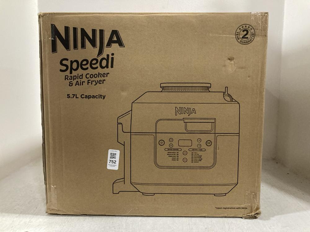 Lot 752  
            Chesterfield SR47 - Parcel Delivery Only 

                
NINJA SPEEDI RAPID COOKER & AIR FRYER 5.7L. ORIGINAL RRP £254 (LOCATION: G11)