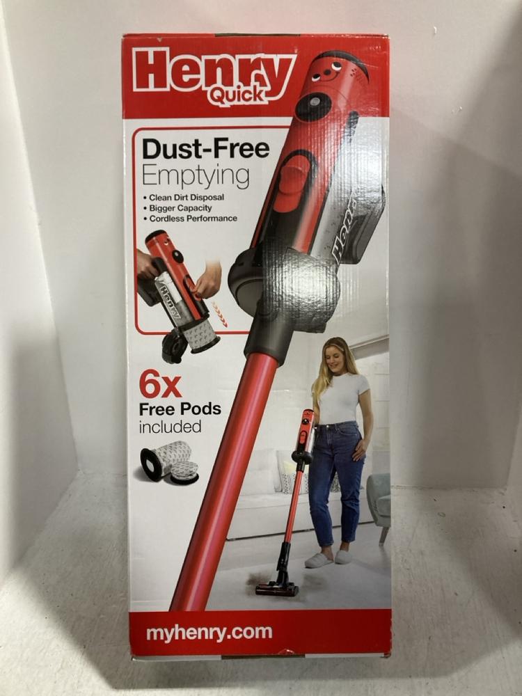 Lot 758  
            Chesterfield SR47 - Parcel Delivery Only 

                
NUMATIC HENRY QUICK CORDLESS VACUUM CLEANER. ORIGINAL RRP £300 (LOCATION: G11)