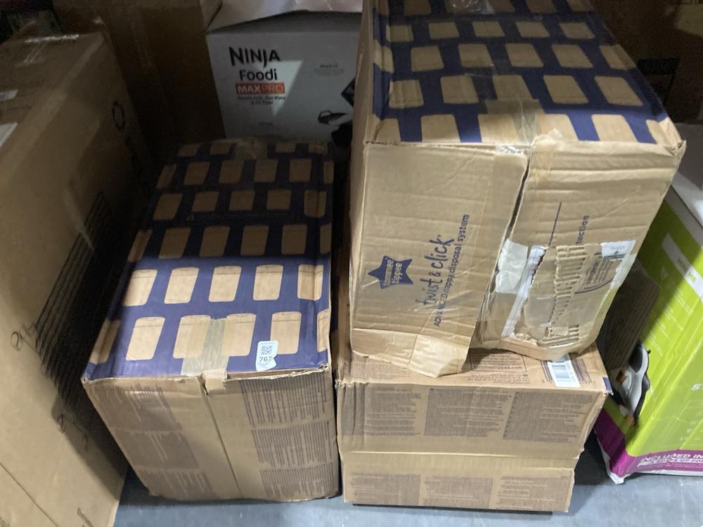 Lot 767  
            Chesterfield SR47 - Parcel Delivery Only 

                
3 X TOMMEE TIPPEE TWIST & CLICK ADVANCED NAPPY DISPOSAL SYSTEM. (LOCATION: G11)