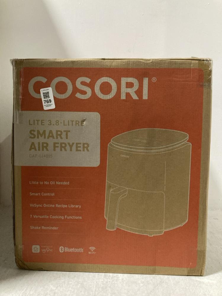 Lot 769  
            Chesterfield SR47 - Parcel Delivery Only 

                
COSORI 3.8L SMART AIR FRYER (LOCATION: H1)
