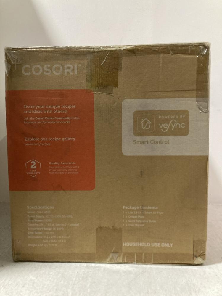 Lot 769  
            Chesterfield SR47 - Parcel Delivery Only 

                
COSORI 3.8L SMART AIR FRYER (LOCATION: H1)