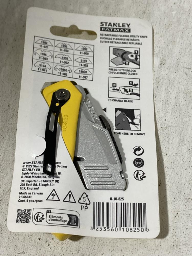 Lot 842  
            Chesterfield SR47 - Parcel Delivery Only 

                
10 X STANLEY FATMAX RETRACTABLE FOLDING UTILITY KNIFE (18+ ADULTS ONLY) TOTAL ORI... - Image 3