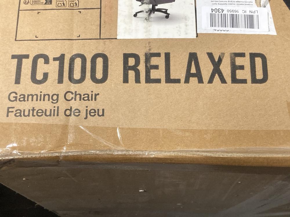 Lot 917  
            Chesterfield SR47 - Parcel Delivery Only 

                
CORSAIR TC1000 RELAXED GAMING CHAIR ORIGINAL RRP £200 (LOCATION: H3)