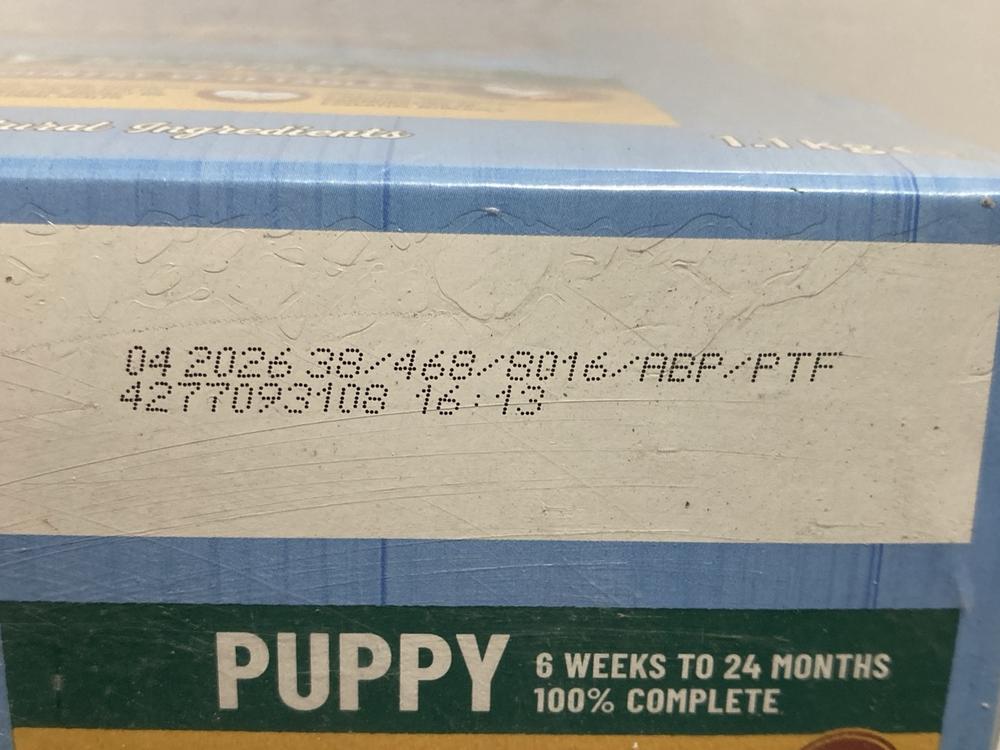 Lot 922  
            Chesterfield SR47 - Parcel Delivery Only 

                
5 X PURINA BAKERS SUPERFOODS PUPPY DRY FOOD (5 X 1.1KG) - BB 04/26 TOTAL ORIGINAL...
