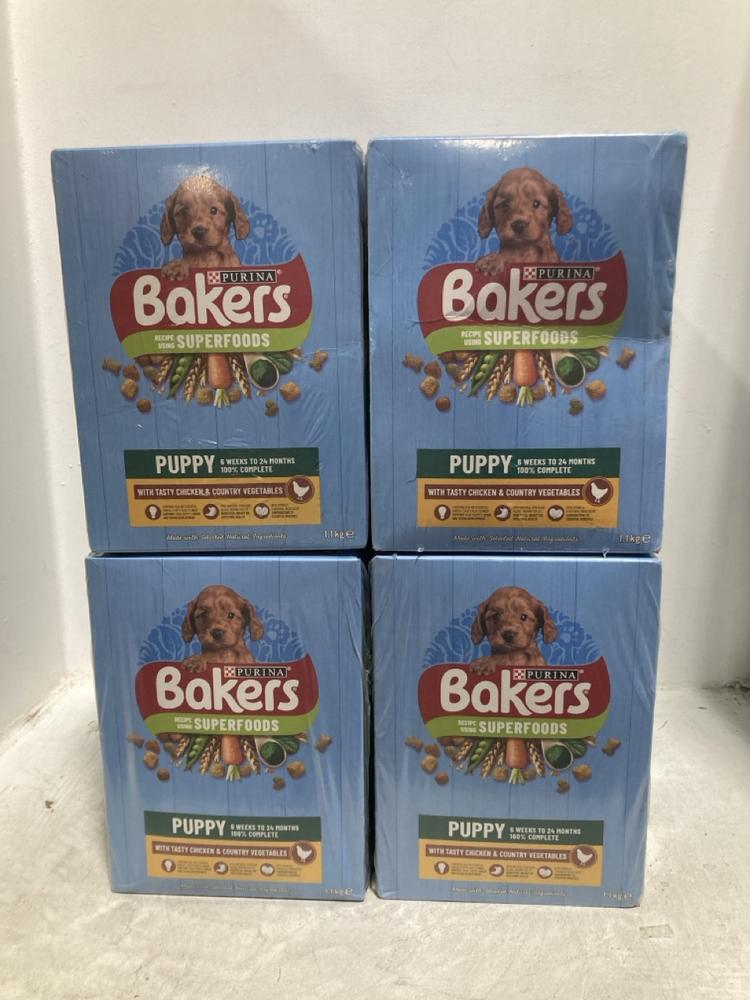 Lot 924  
            Chesterfield SR47 - Parcel Delivery Only 

                
4 X PURINA BAKERS SUPERFOODS PUPPY DRY FOOD (5 X 1.1KG) - BB 04/26 TOTAL ORIGINAL...
