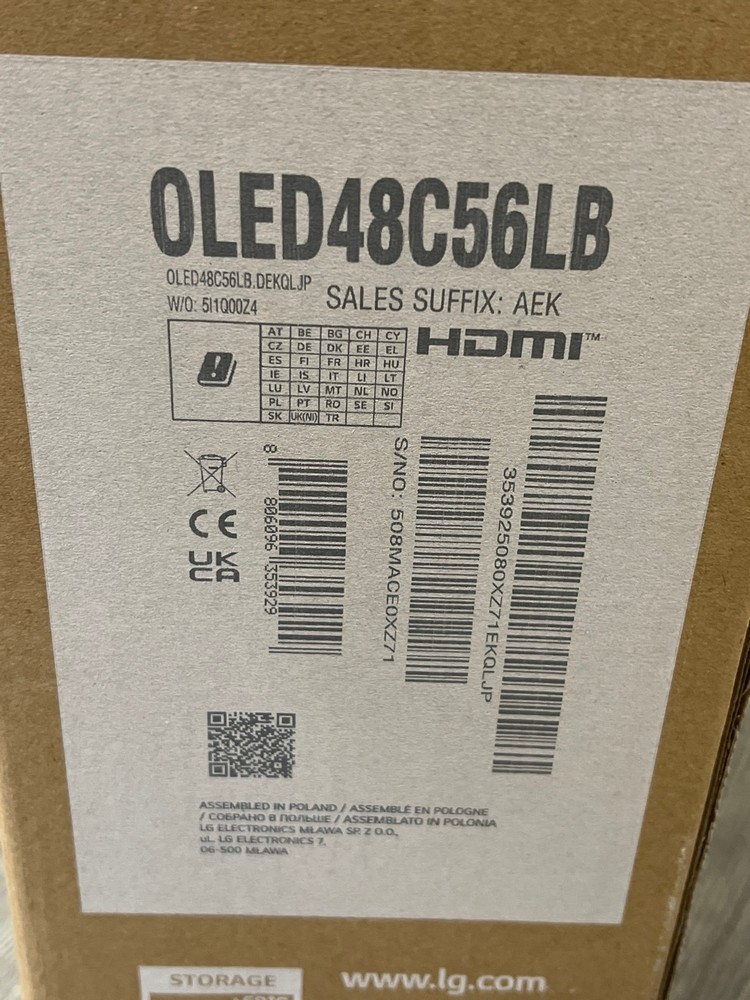 Lot 10  
            Chesterfield Tech - Collection or Optional Delivery Available 

                
LG OLED EVO AI 4K 48" TV (ORIGINAL RRP - £1299): MODEL NO OLED48C56LB (WITH BOX)....