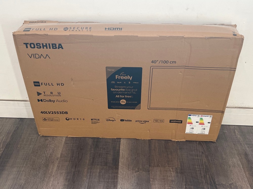Lot 12  
            Chesterfield Tech - Collection or Optional Delivery Available 

                
TOSHIBA FULL HD SMART VIDAA 40" TV (ORIGINAL RRP - £199): MODEL NO LV2553DB (WITH...