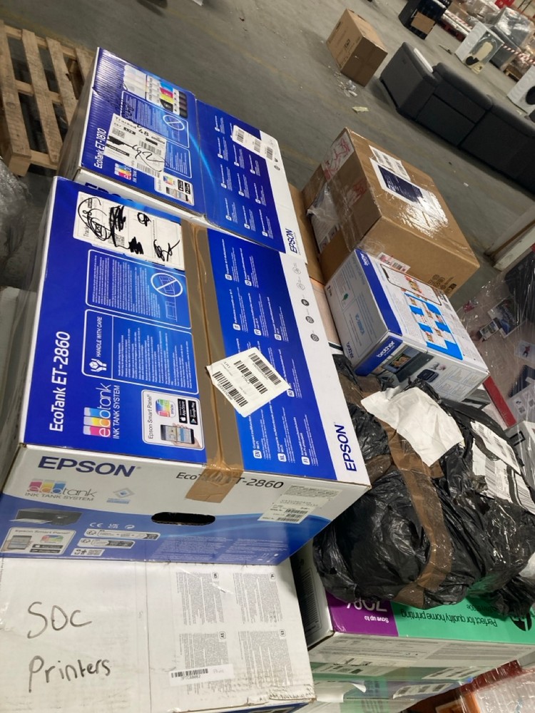 Lot 36  
            Chesterfield Tech - Collection or Optional Delivery Available 

                
PALLET OF ASSORTED PRINTERS. [JPTC88082] (LOCATION: TECH) (KERBSIDE PALLET DELIVERY)