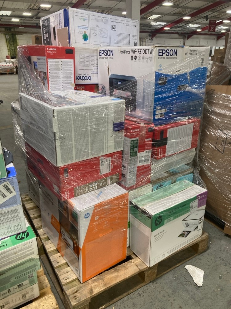 Lot 37  
            Chesterfield Tech - Collection or Optional Delivery Available 

                
PALLET OF ASSORTED PRINTERS. [JPTC88043] (LOCATION: TECH) (KERBSIDE PALLET DELIVERY)