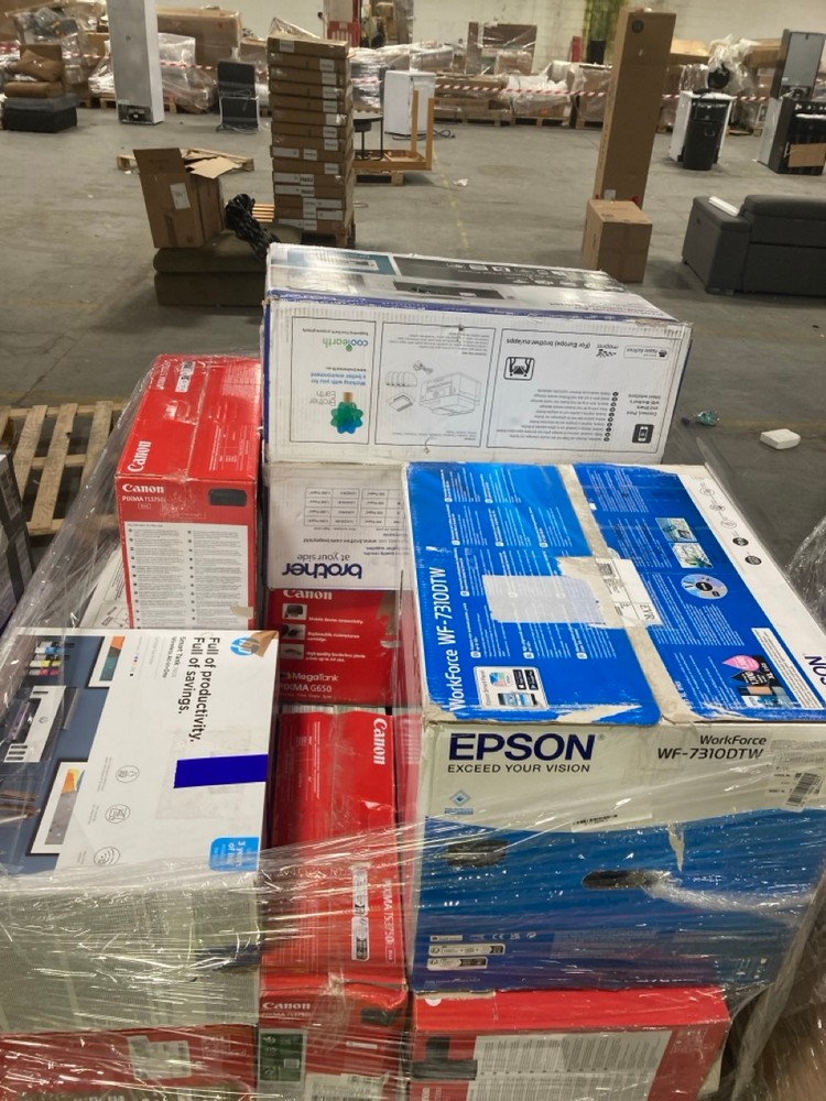 Lot 37  
            Chesterfield Tech - Collection or Optional Delivery Available 

                
PALLET OF ASSORTED PRINTERS. [JPTC88043] (LOCATION: TECH) (KERBSIDE PALLET DELIVERY)