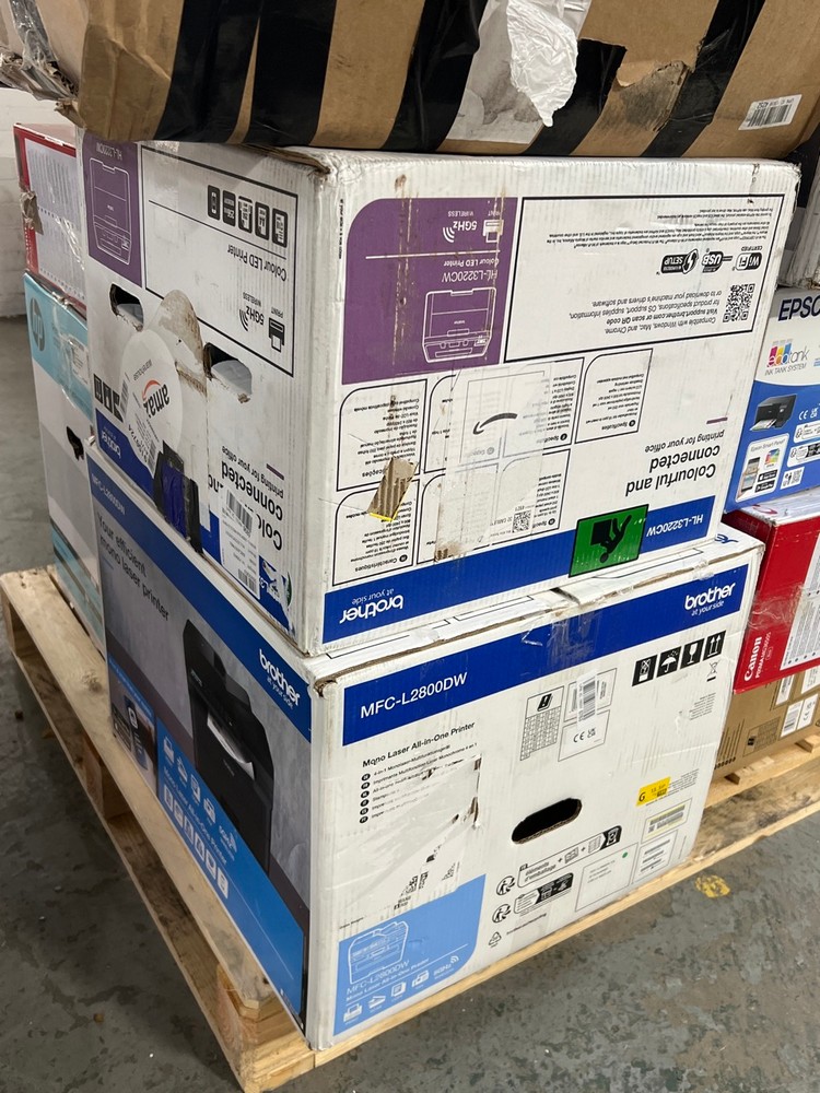Lot 63  
            Chesterfield Tech - Collection or Optional Delivery Available 

                
PALLET OF ASSORTED PRINTERS. [JPTC89158] (LOCATION: TECH) (KERBSIDE PALLET DELIVERY)