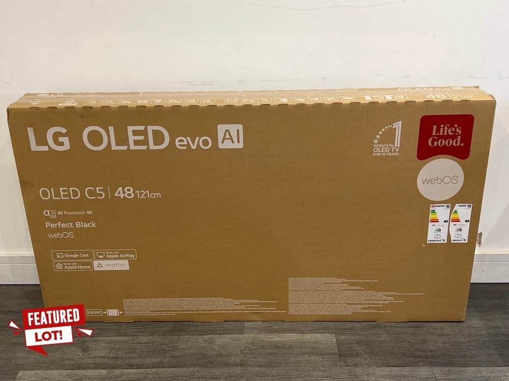 Lot 8  
            Chesterfield Tech - Collection or Optional Delivery Available 

                
LG OLED EVO AI 4K 48" TV (ORIGINAL RRP - £1299): MODEL NO OLED48C56LB (WITH BOX)....