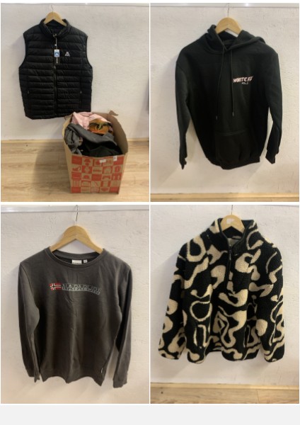 Lot 301  
            Edinburgh SR23 - Delivery Only 

                
QUANTITY OF CLOTHING & APPAREL TO INCLUDE SOUTH BEACH BLACK AND WHITE SHERPA JUMP...