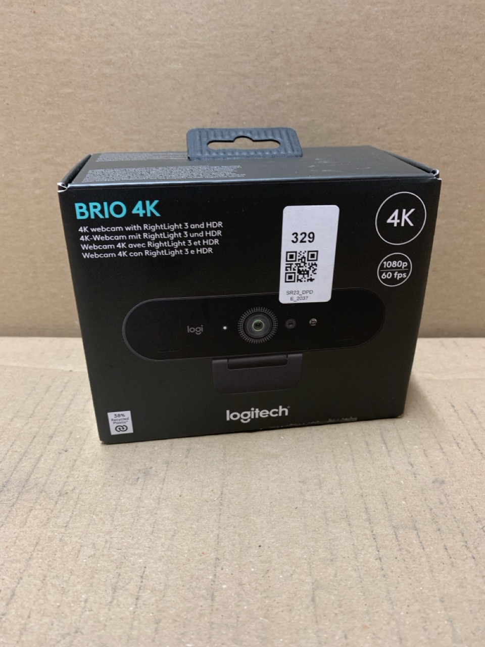 Lot 329  
            Edinburgh SR23 - Delivery Only 

                
LOGITECH BRIO 4K WEBCAM, VIDEO CALLING, NOISE-CANCELLING MIC, HD AUTO LIGHT CORRE...