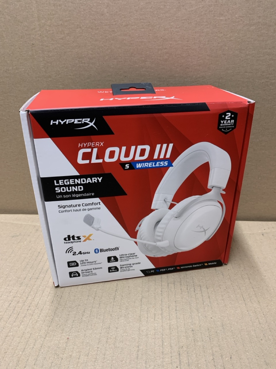 Lot 336  
            Edinburgh SR23 - Delivery Only 

                
HYPERX CLOUD III S – WIRELESS GAMING HEADSET | MULTI-PLATFORM, 2.4GHZ, BLUETOOTH:...