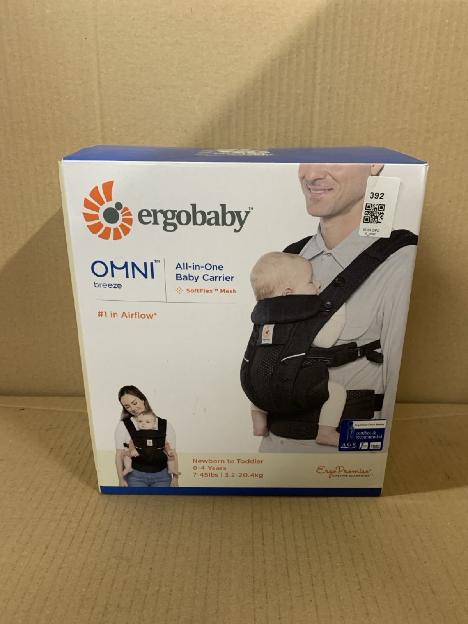Lot 392  
            Edinburgh SR23 - Delivery Only 

                
ERGOBABY OMNI BREEZE CARRIER FOR NEWBORNS, FROM BIRTH TO 20.4 KG, 4 POSITIONS, SO...