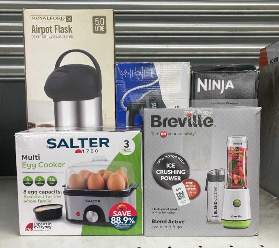 Lot 413  
            Edinburgh SR23 - Delivery Only 

                
QUANTITY OF KITCHEN & APPLIANCES ITEMS TO INCLUDE BREVILLE BLEND ACTIVE PERSONAL ...