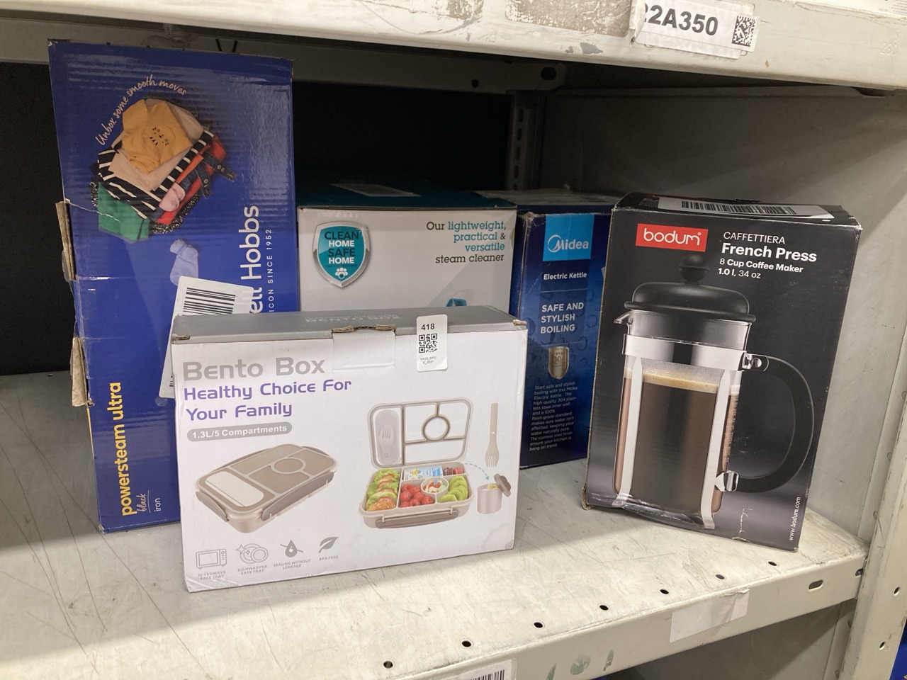Lot 418  
            Edinburgh SR23 - Delivery Only 

                
QUANTITY OF KITCHEN & APPLIANCES ITEMS TO INCLUDE MIDEA ELECTRIC KETTLE 3000W FAS...