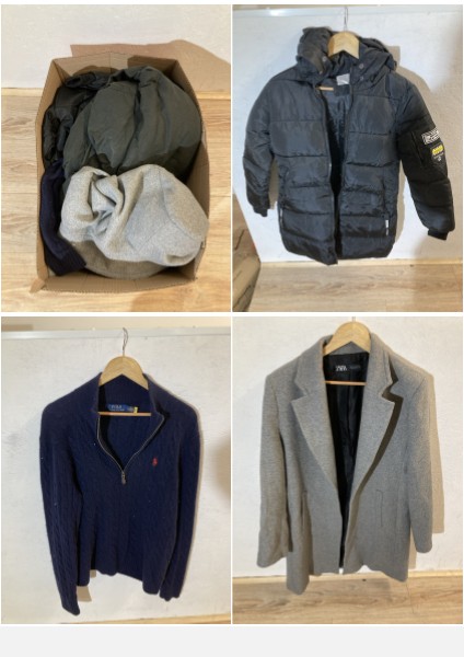 Lot 488  
            Edinburgh SR23 - Delivery Only 

                
QUANTITY OF CLOTHING & APPAREL ITEMS TO INCLUDE ZARA, GREY JACKET SIZE L: LOCATIO...
