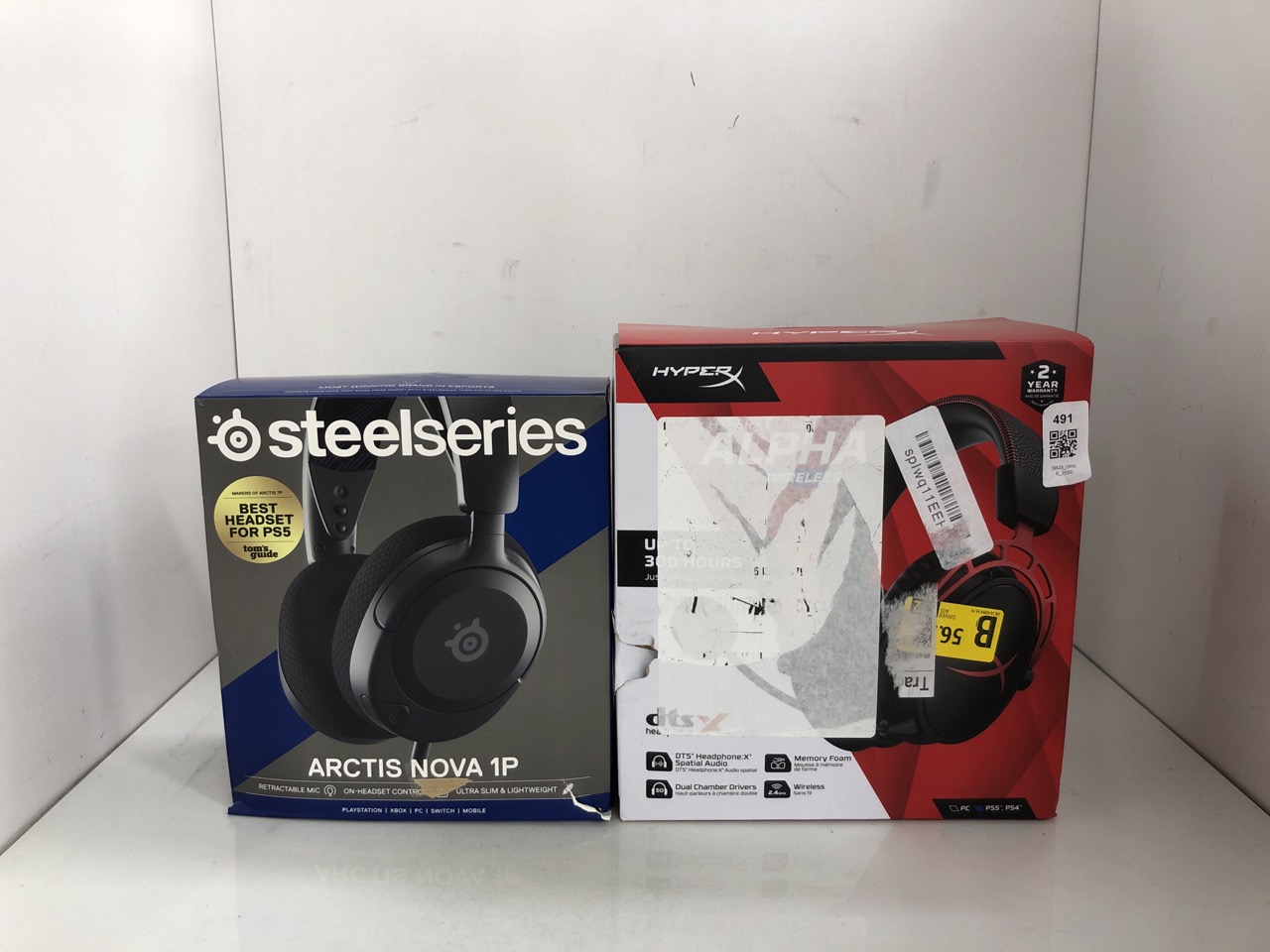 Lot 491  
            Edinburgh SR23 - Delivery Only 

                
STEELSERIES ARCTIS NOVA 1P GAMING HEADSET + HYPERX ALPHA WIRELESS GAMING HEADSET:...