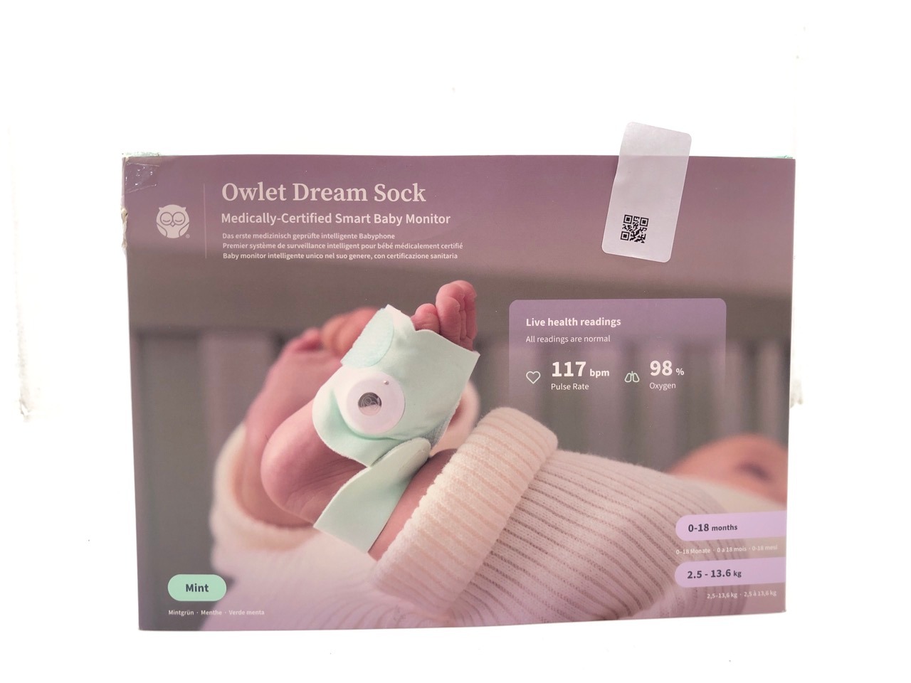 Lot 502  
            Edinburgh SR23 - Delivery Only 

                
OWLET DREAM SOCK - SMART BABY MONITOR - TRACK LIVE PULSE (HEART) RATE, OXYGEN IN ...