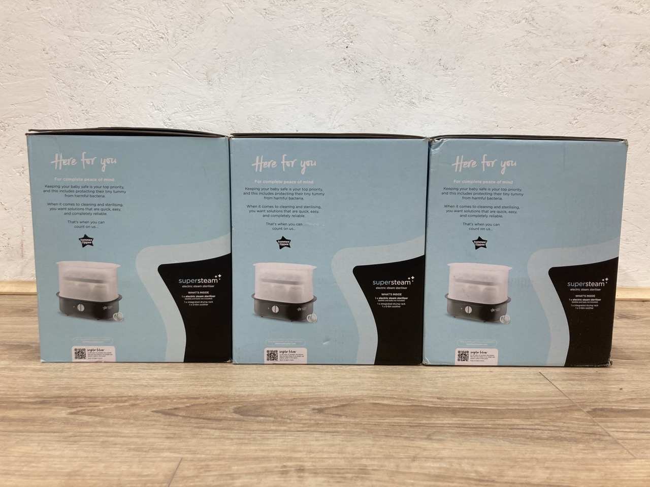 Lot 512  
            Edinburgh SR23 - Delivery Only 

                
3 X TOMMEE TIPPEE SUPERSTEAM ELECTRIC STEAM STERILISER, BLACK, FOR BABY BOTTLES, ...