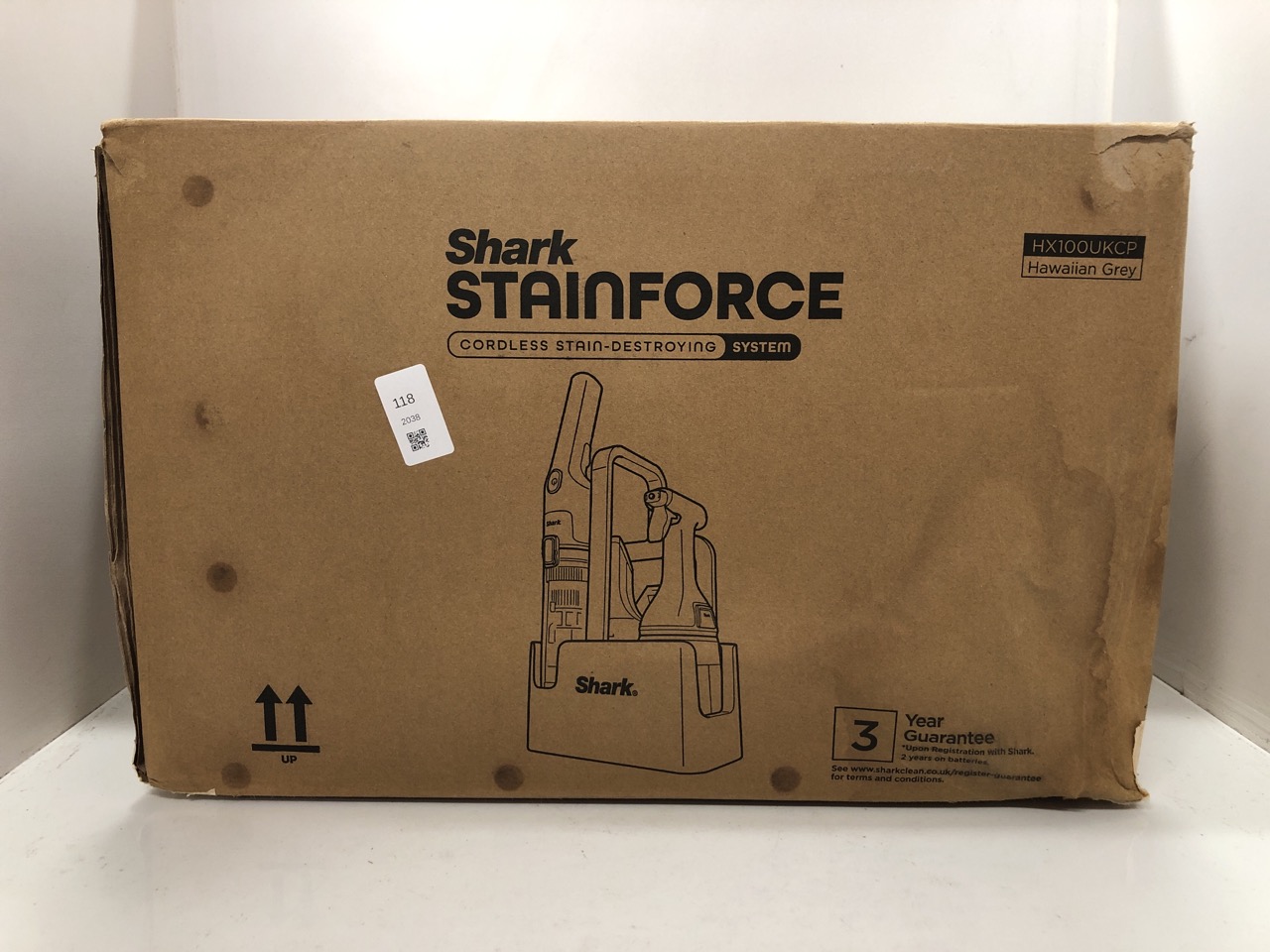 Lot 118  
            Edinburgh SR24 - Delivery Only 

                
SHARK STAINFORCE CORDLESS SPOT CLEANER LIGHTWEIGHT & PORTABLE SPOT, STAIN, & ODOU...