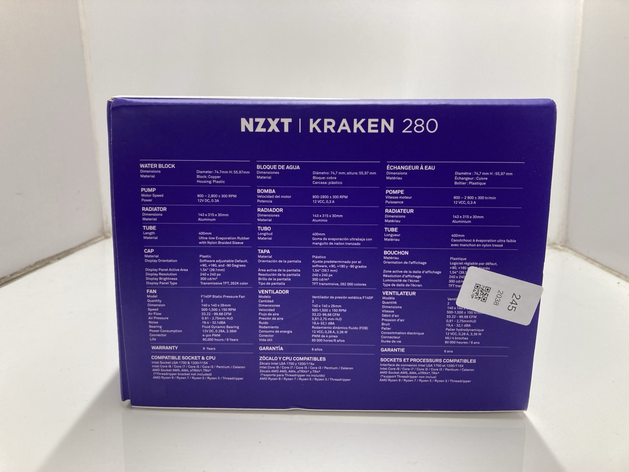 Lot 245  
            Edinburgh SR24 - Delivery Only 

                
NZXT KRAKEN 280 - RL-KN280-B1-280MM AIO CPU LIQUID COOLER - CUSTOMIZABLE 1.54" SQ...