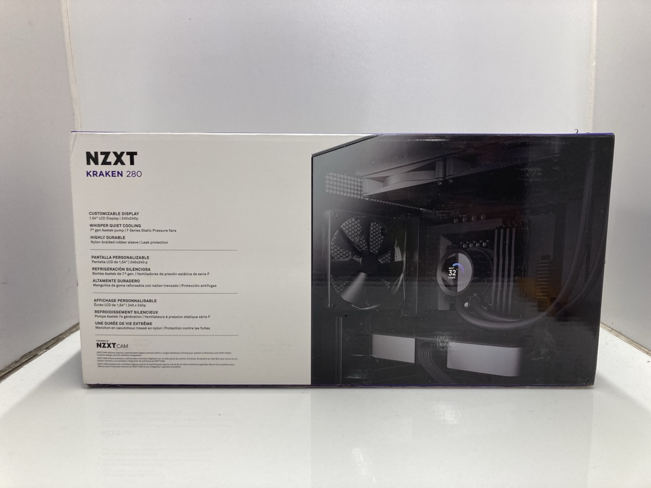 Lot 245  
            Edinburgh SR24 - Delivery Only 

                
NZXT KRAKEN 280 - RL-KN280-B1-280MM AIO CPU LIQUID COOLER - CUSTOMIZABLE 1.54" SQ...