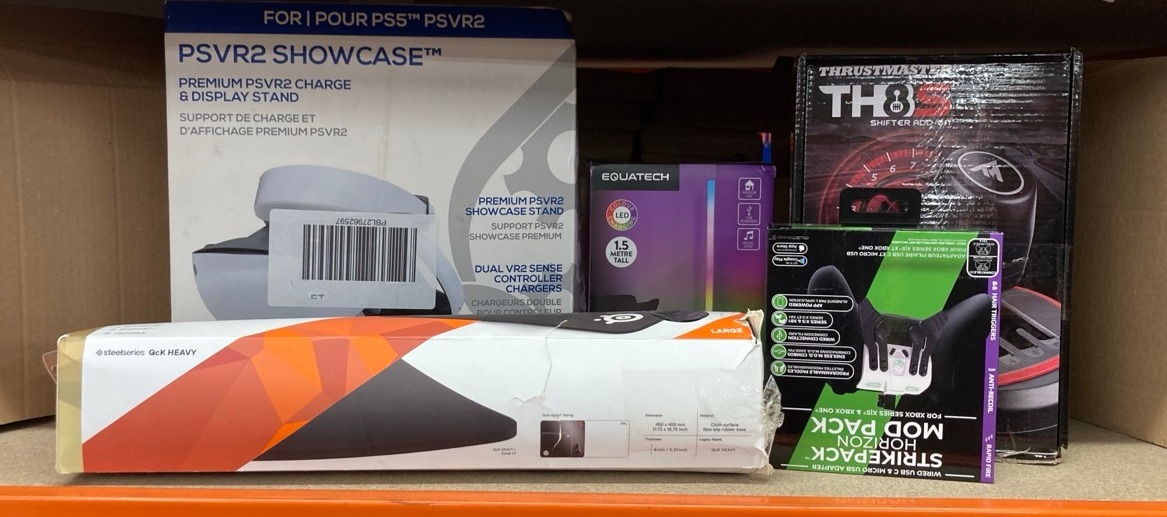 Lot 269  
            Edinburgh SR24 - Delivery Only 

                
QUANTITY OF TECH & GAMING ITEMS TO INCLUDE THRUSTMASTER TH8S SHIFTER - HIGH-PRECI...