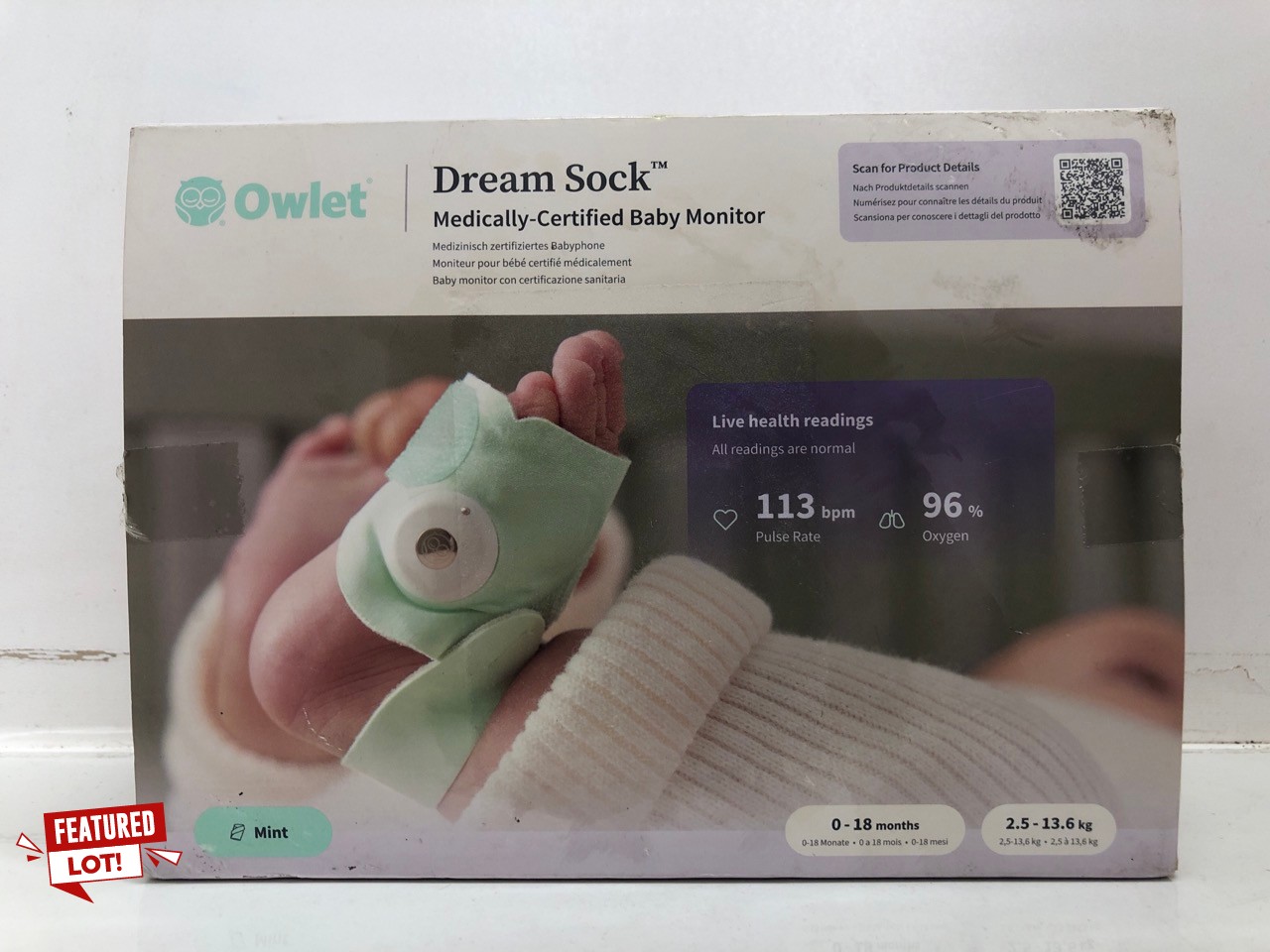 Lot 26  
            Edinburgh SR24 - Delivery Only 

                
OWLET DREAM SOCK® - SMART BABY MONITOR - TRACK LIVE PULSE (HEART) RATE, OXYGEN IN...