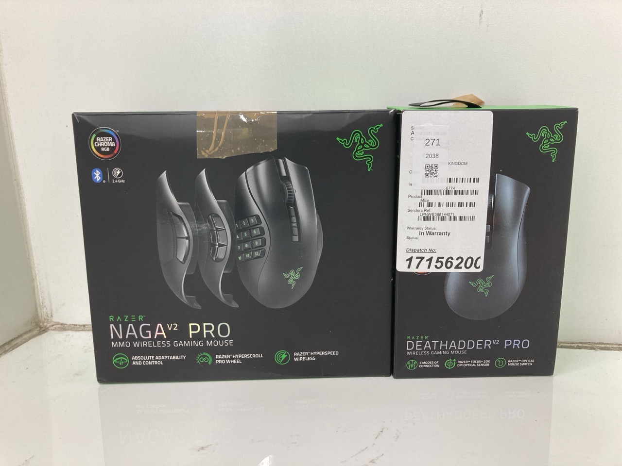Lot 271  
            Edinburgh SR24 - Delivery Only 

                
RAZER NAGA V2 PRO - MMO WIRELESS GAMING MOUSE WITH HYPERSCROLL PRO WHEEL - 3 SWAP...