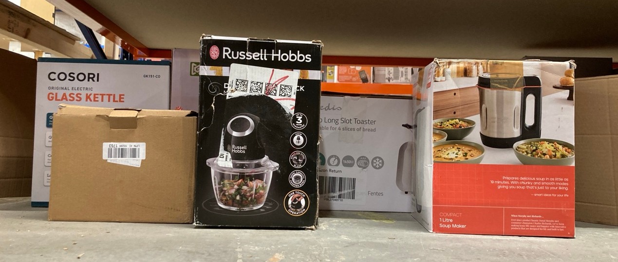 Lot 280  
            Edinburgh SR24 - Delivery Only 

                
QUANTITY OF KITCHEN & APPLIANCES TO INCLUDE RUSSELL HOBBS DESIRE MATTE BLACK MINI...