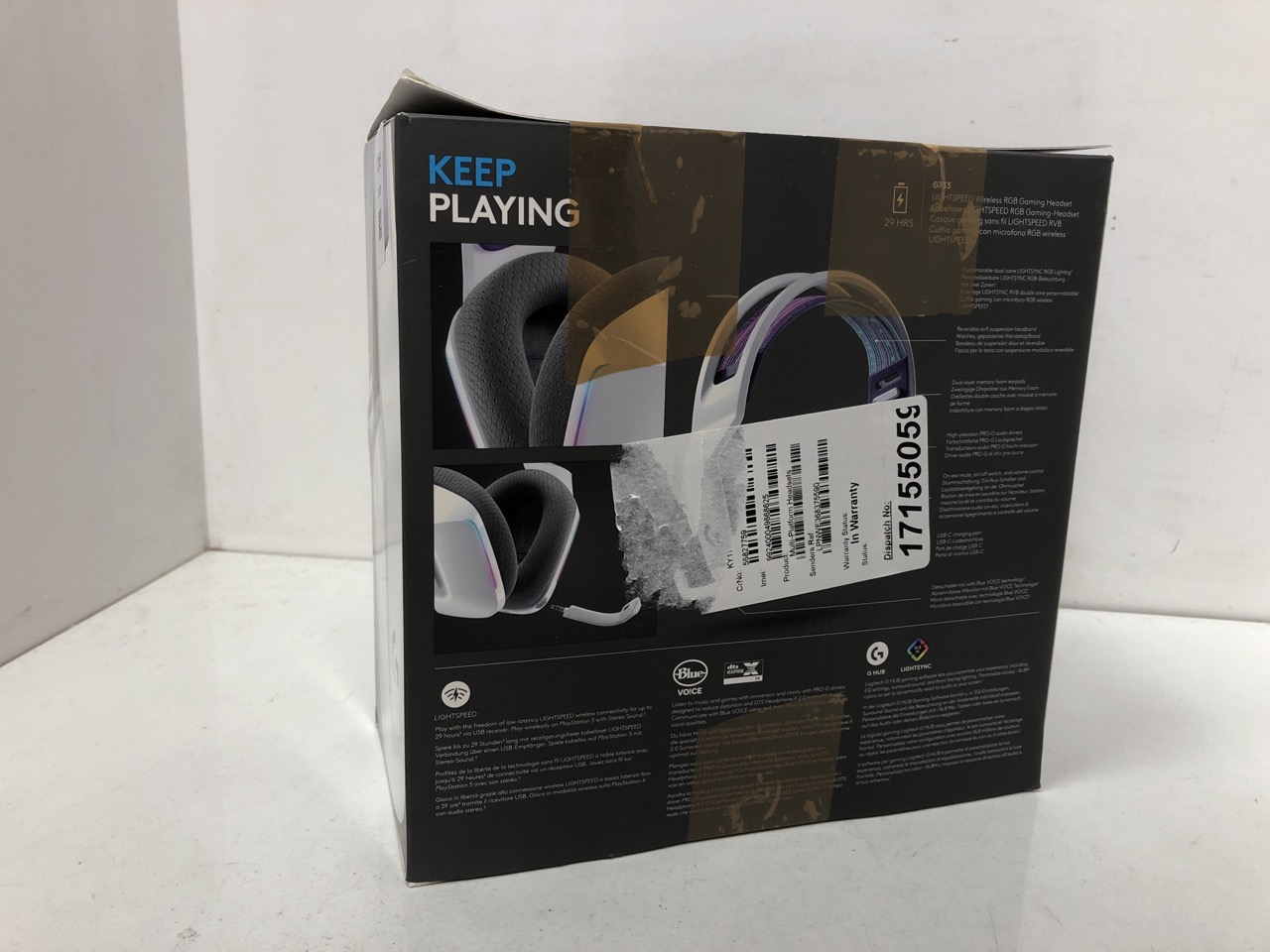 Lot 285  
            Edinburgh SR24 - Delivery Only 

                
LOGITECH G733 LIGHTSPEED WIRELESS GAMING HEADSET WITH SUSPENSION HEADBAND, LIGHTS...