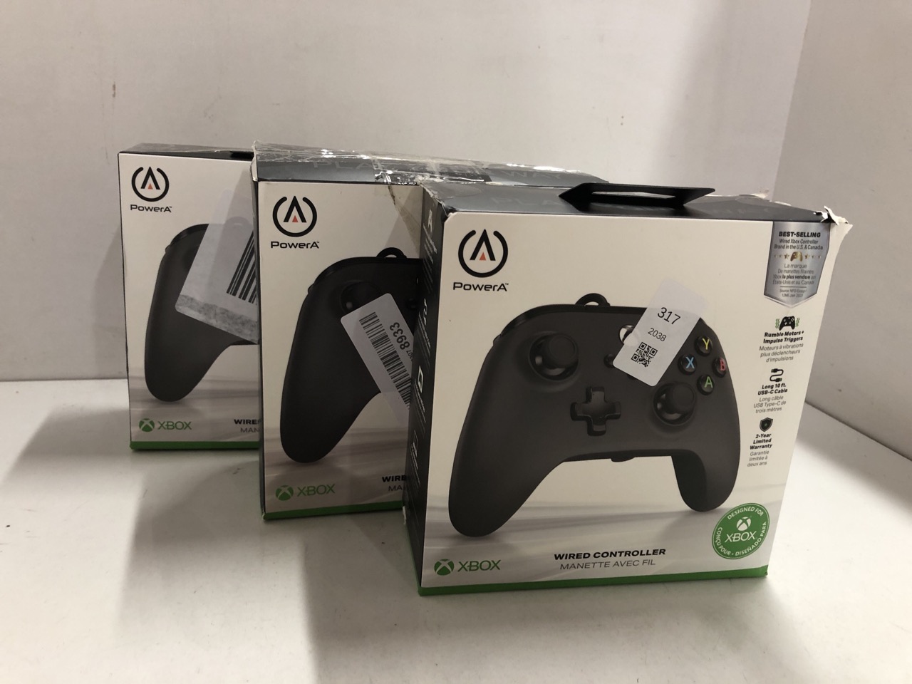 Lot 317  
            Edinburgh SR24 - Delivery Only 

                
3 X POWERA WIRED CONTROLLER FOR XBOX SERIES X & S, XBOX ONE, PC, WINDOWS 10 & 11,...