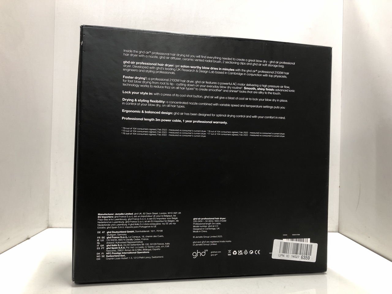 Lot 318  
            Edinburgh SR24 - Delivery Only 

                
GHD AIR  HAIR DRYER WITH DIFFUSER, CERAMIC RADIAL BRUSH, CONCENTRATOR NOZZLE AND ... - Image 2