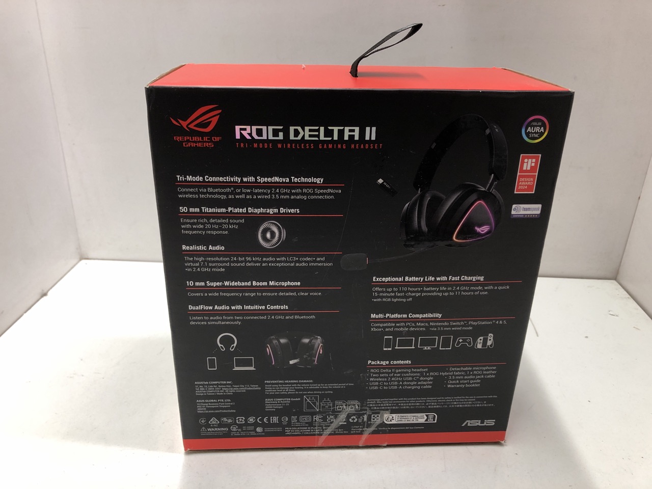 Lot 347  
            Edinburgh SR24 - Delivery Only 

                
ROG DELTA II TRI-MODE WIELESS GAMING HEADSET : LOCATION - E RACK - Image 2