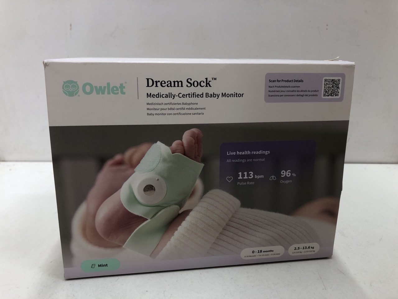 Lot 355  
            Edinburgh SR24 - Delivery Only 

                
OWLET DREAM SOCK® - SMART BABY MONITOR - TRACK LIVE PULSE (HEART) RATE, OXYGEN IN...