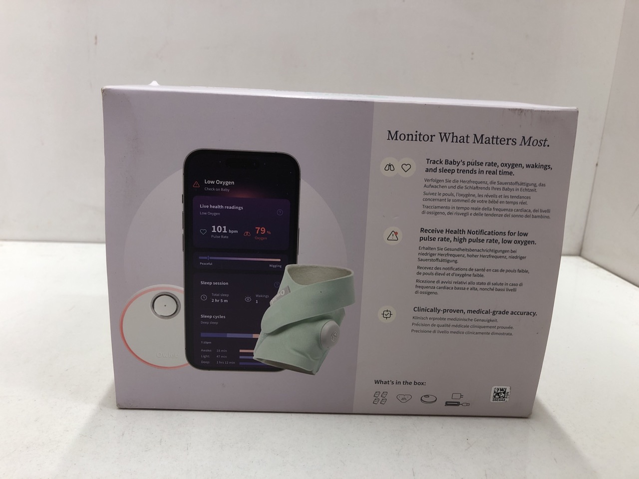 Lot 355  
            Edinburgh SR24 - Delivery Only 

                
OWLET DREAM SOCK® - SMART BABY MONITOR - TRACK LIVE PULSE (HEART) RATE, OXYGEN IN... - Image 2