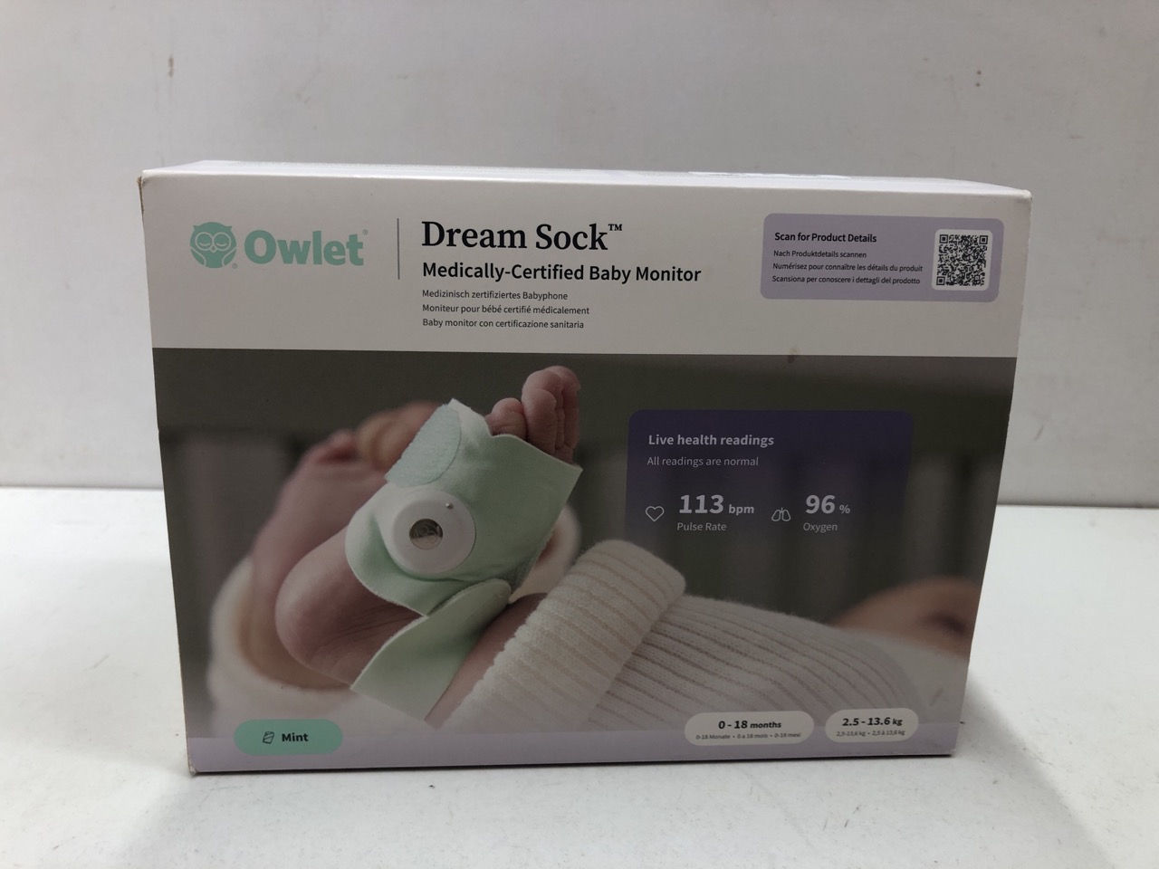 Lot 356  
            Edinburgh SR24 - Delivery Only 

                
OWLET DREAM SOCK® - SMART BABY MONITOR - TRACK LIVE PULSE (HEART) RATE, OXYGEN IN...
